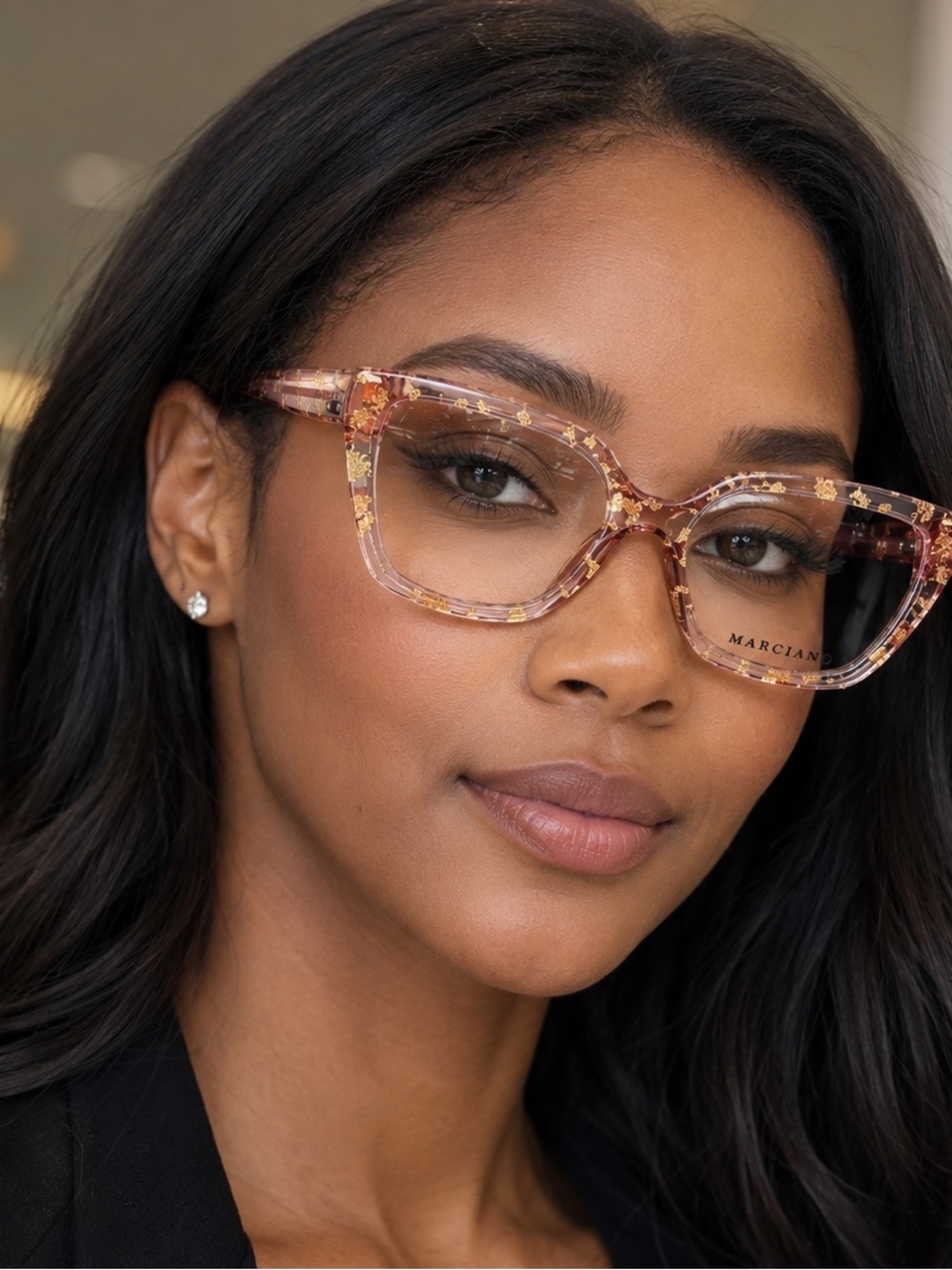 Marciano GM50028 Rose Gold Foil Cat Eye Eyeglass Frames New